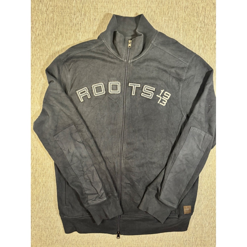 Roots 73 Mens Full Zip Sweatshirt Navy Blue Track Jacket XL 1973 Applique